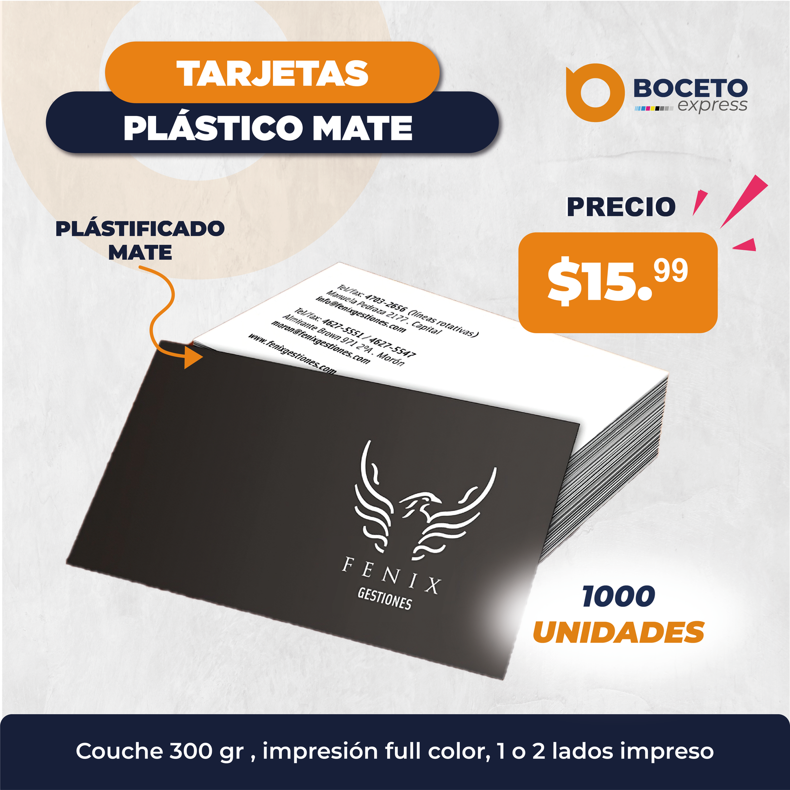 Tarjetas Plástico Mate