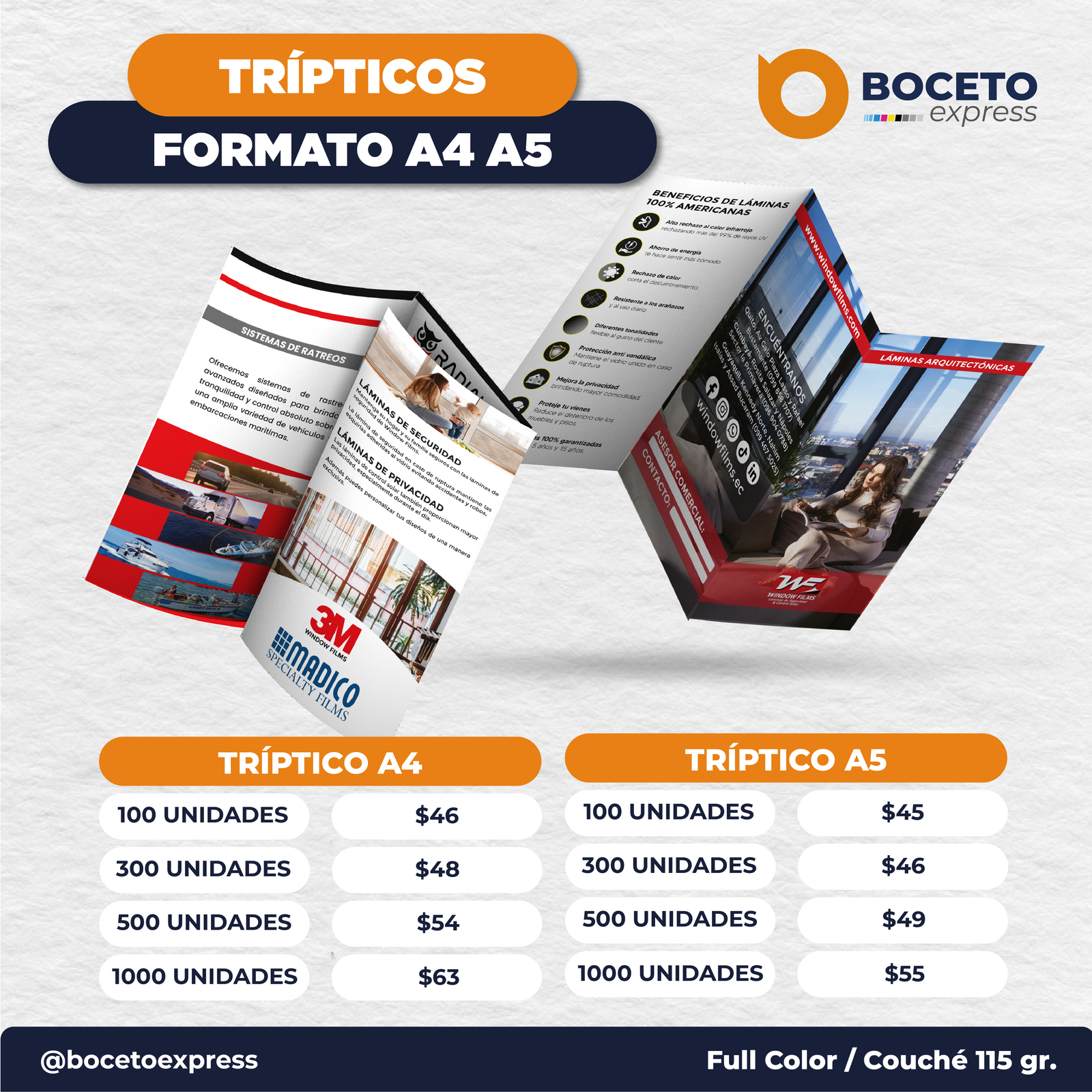Trípticos formato A4 y A5